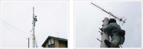 地震でアンテナが破損